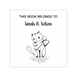 Elegant Cat Scarf Book Belongs Personalised Book Self-inking Stamp