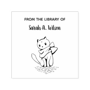 Elegant Cat Scarf From the Library Personalised Self-inking Stamp