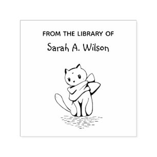 Elegant Cat Scarf From the Library Personalised Self-inking Stamp