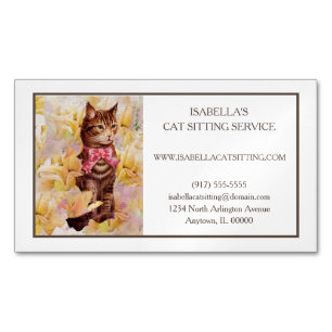 Elegant Cat Sitter Magnetic Business Card