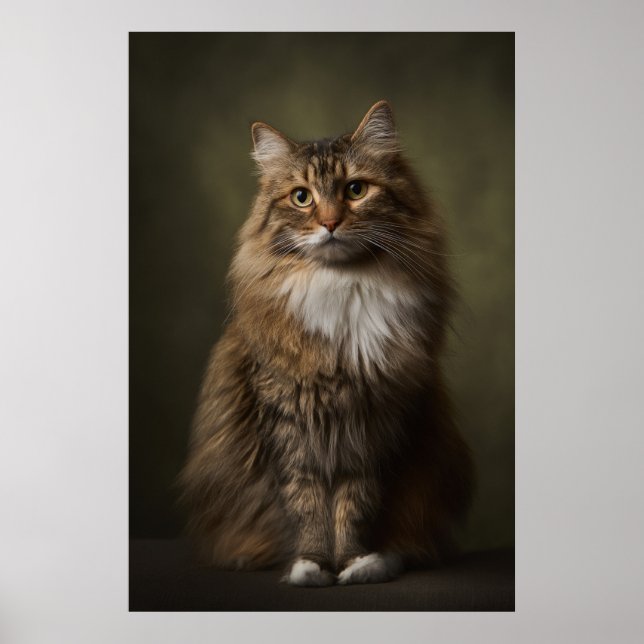 Elegant Cat Studio Portrait Poster (Front)