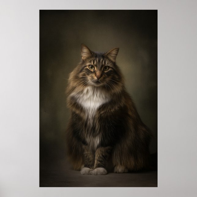 Elegant Cat Studio Portrait Poster (Front)