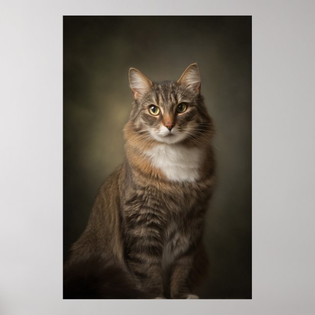 Elegant Cat Studio Portrait Poster (Front)