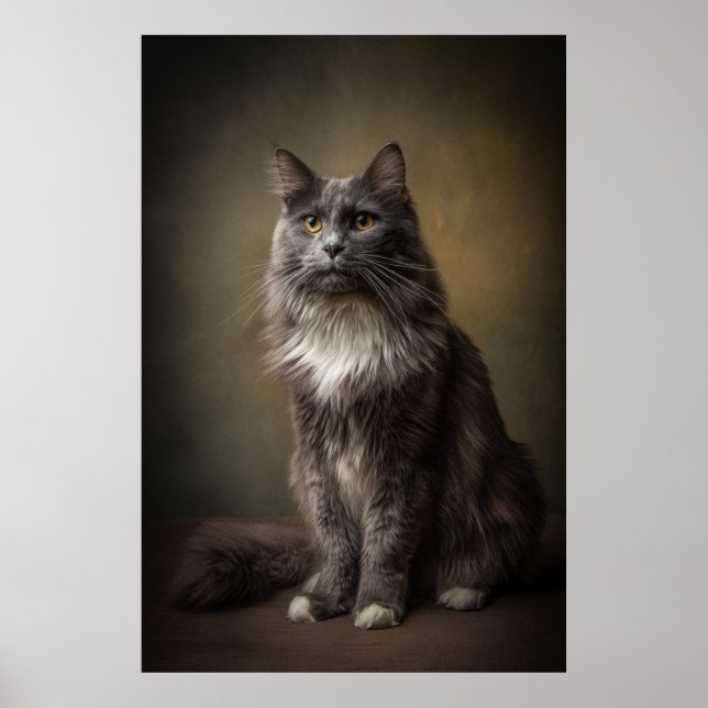 Elegant Cat Studio Portrait Poster (Front)