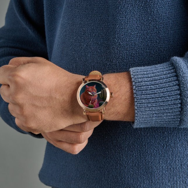Elegant Cat watch for cat lover man (Wrist)
