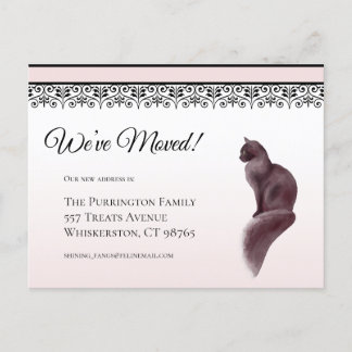 Elegant Cat We’ve Moved Pink Change of Address,  Postcard
