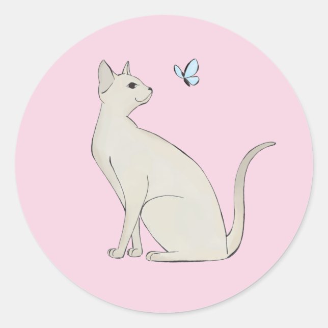 Elegant cat with butterfly Sticker (Front)