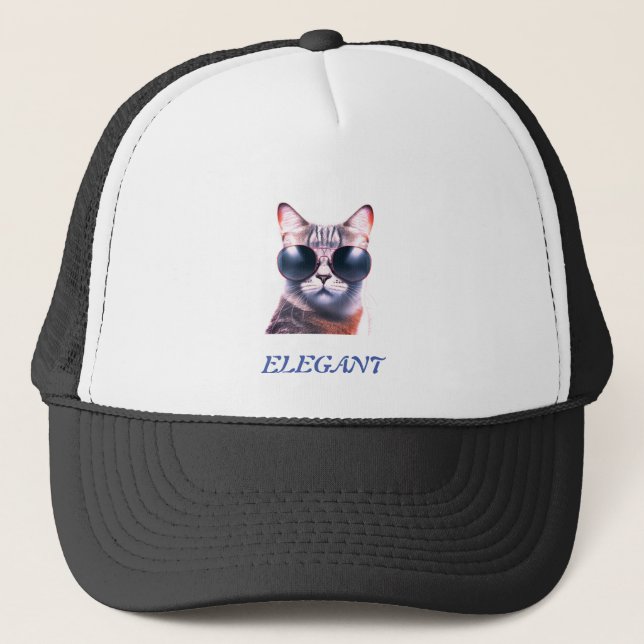 elegant cat with sunglasses Trucker Hat / cap (Front)