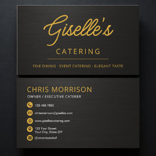Elegant Catering Food Black Metallic Business Card