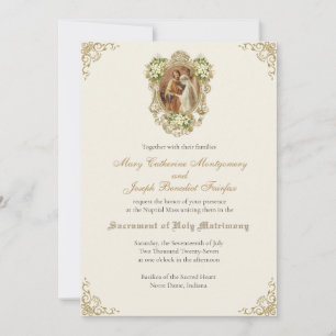 Elegant Catholic Betrothal Gold Wedding Invitation