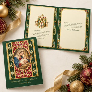 Elegant Catholic Blessed Mother and Jesus Holiday Card