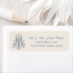 Elegant Catholic Blue Marian Monogram