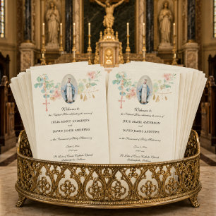 Elegant Catholic Eucalyptus Mass Wedding Program