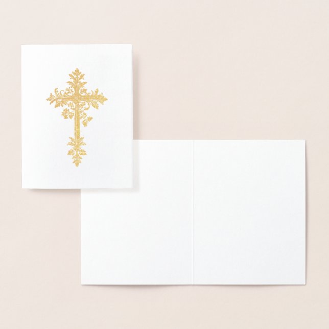 Elegant Catholic Gold Christian Cross Religious  Foil Card (Display)