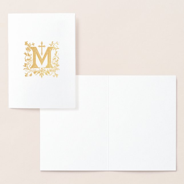 Elegant Catholic Gold Marian Cross Religious  Foil Card (Display)