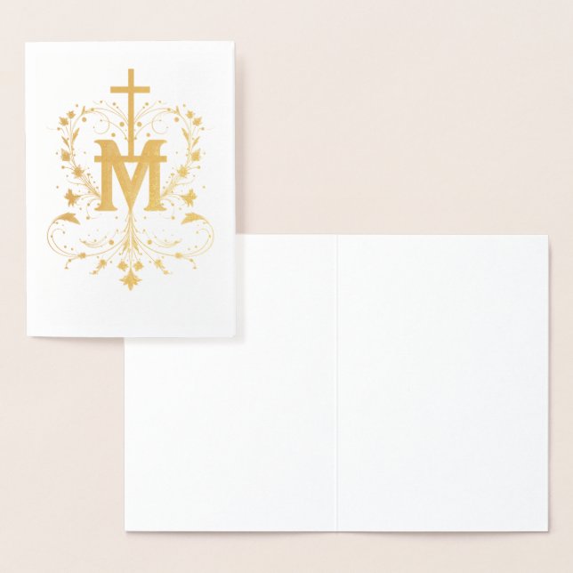 Elegant Catholic Gold Marian Cross Religious  Foil Card (Display)