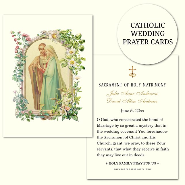 Elegant Catholic Mary & Joseph Wedding Holy Card (Creator Uploaded)