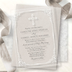 Elegant Catholic Mass Wedding Acrylic Invitations