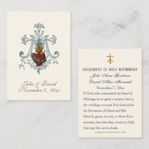 Elegant Catholic Wedding Favour Card