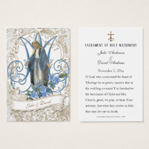 Elegant Catholic Wedding Favour Virgin Mary Card