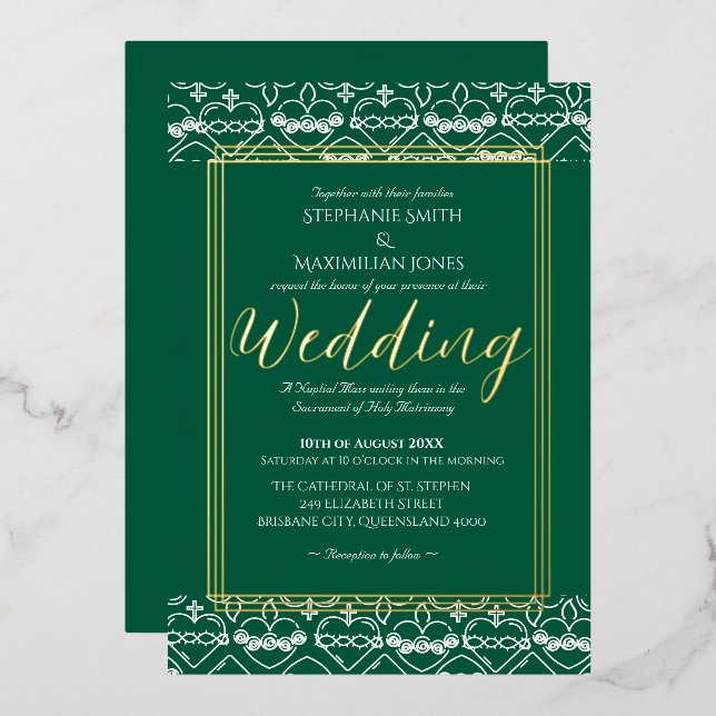 Elegant Catholic Wedding Invitation (Front/Back)