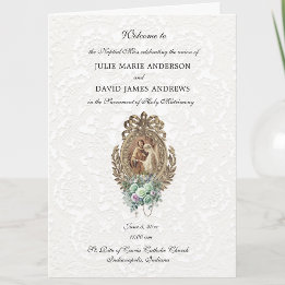 Elegant Catholic Wedding Latin Mass Program Card