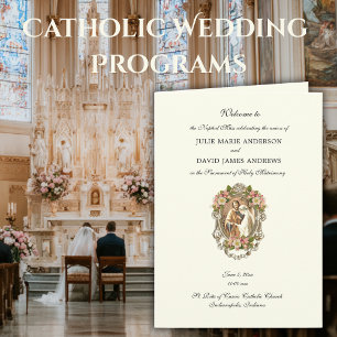 Elegant Catholic Wedding Latin Mass Program Card