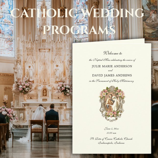 Elegant Catholic Wedding Latin Mass Program Card (Creator Uploaded)