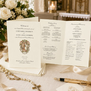 Elegant Catholic Wedding Latin Mass Program Card