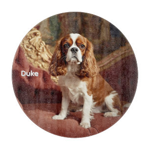 Elegant Cavalier King Charles Personalized Glass Cutting Board