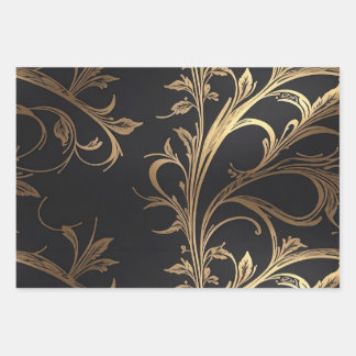 Elegant Celebration Black with Gold Foil Accent Wrapping Paper Sheet