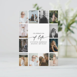 Elegant Celebration Of Life Collage Script Thank You Card