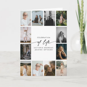 Elegant Celebration Of Life Collage Script Thank You Card