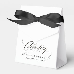 Elegant Celebration of Life Funeral Black White  Favour Box