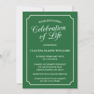 ELEGANT CELEBRATION OF LIFE FUNERAL INVITATION