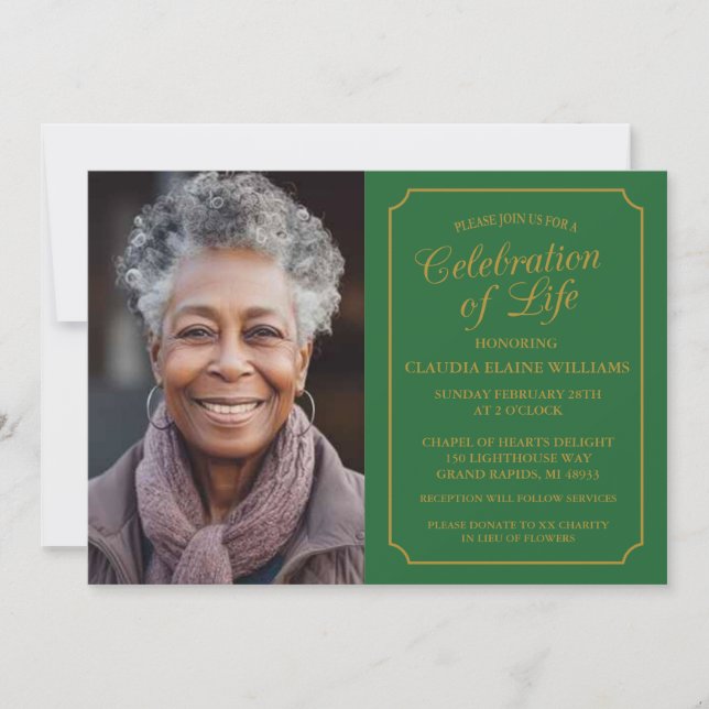 ELEGANT CELEBRATION OF LIFE FUNERAL INVITATION (Front)