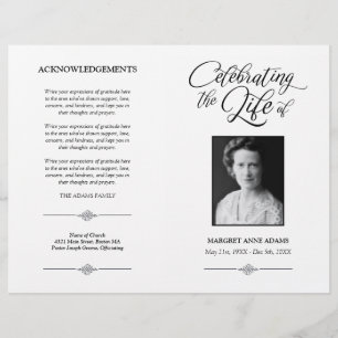 Elegant Celebration of Life Funeral Program