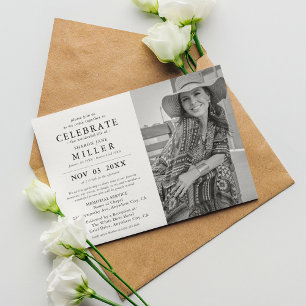 Elegant Celebration of Life Memorial Funeral Photo Invitation