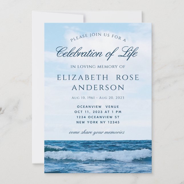 Elegant Celebration of Life Memorial Invitation (Front)