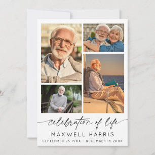 Elegant Celebration of Life Photo Collage Funeral Thank You Card