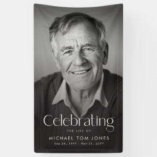 Elegant Celebration of Life Photo Funeral Banner