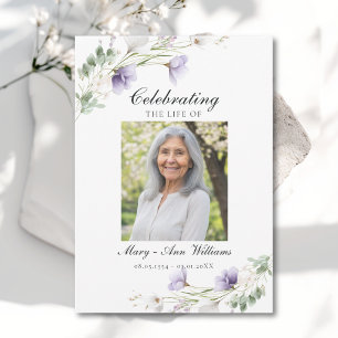 Elegant Celebration of Life Photo Funeral Memorial Invitation