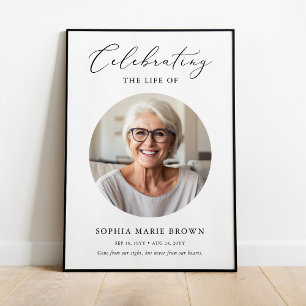 Elegant Celebration Of Life Photo Funeral Memorial Poster