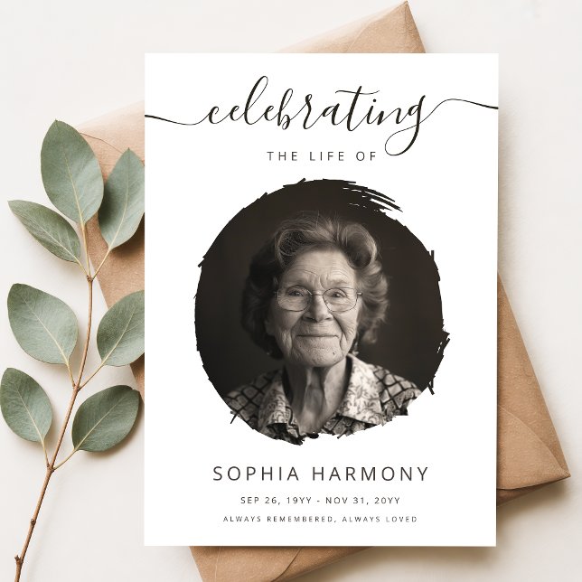 Elegant Celebration of Life Photo Funeral Program Card (Creator Uploaded)