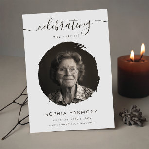 Elegant Celebration of Life Photo Funeral Program Card