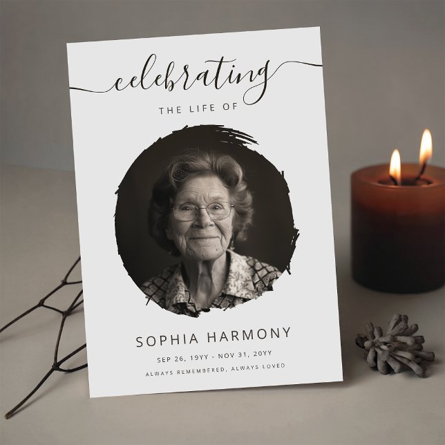 Elegant Celebration of Life Photo Funeral Program Card (Creator Uploaded)