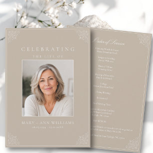 Elegant Celebration of Life Photo Funeral Program Invitation