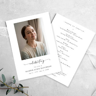 Elegant Celebration of Life Photo Funeral Program Programme