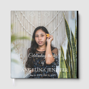 Elegant Celebration of Life Photo Memorial Funeral Guest Book