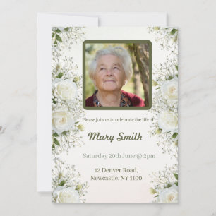 Elegant Celebration of Life Photo Memorial Invitation